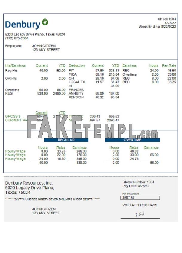 USA Denbury Resources fake Inc. oil & gas company Word and PDF template